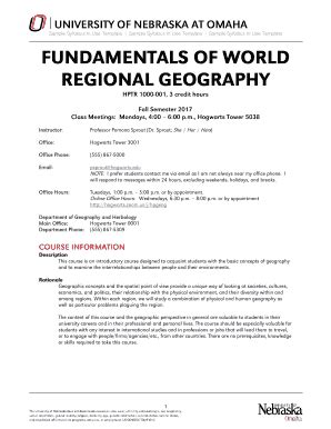 Fillable Online Sample Syllabus In Use Template Sample Syllabus In Use ...