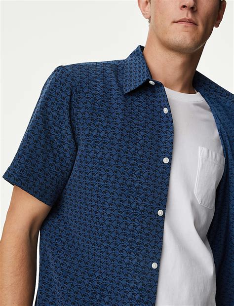 Buy Easy Iron Geometric Print Shirt at Marks & Spencer