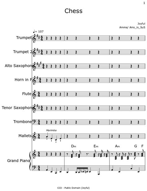 Chess - Sheet music for Trumpet, Alto Saxophone, Horn in F, Flute ...