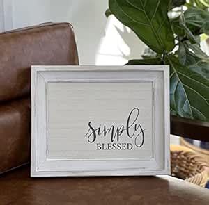 PARISLOFT Simply Blessed Wood Wall Framed Sign White Wood Wall Decor ...