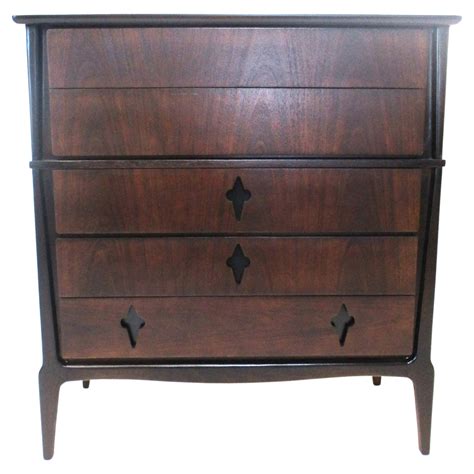 Midcentury Ebony Toned Tall Dresser Chest by United For Sale at 1stDibs