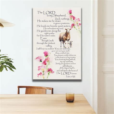 The Lord is My Shepherd Psalm 23 Wall Art Canvas, Christian Sign Wall ...