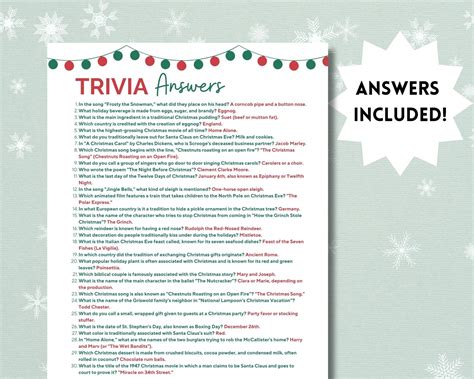 Christmas Trivia Printable, Holiday Trivia Game, Printable Christmas ...