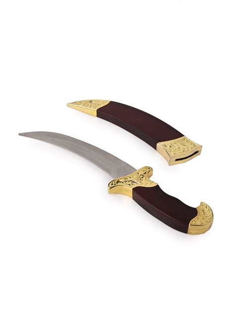 Knife Dagger in Brown Case with Golden Decoration | Buy Now