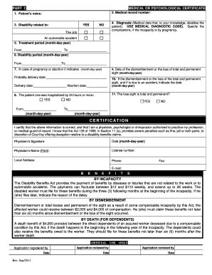 Medical Psychological Certificate - Blank Fillable Template | Fill Out ...