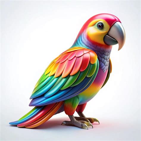 3d plastic design of a colorful vibrant parrot with glossy finishes and ...