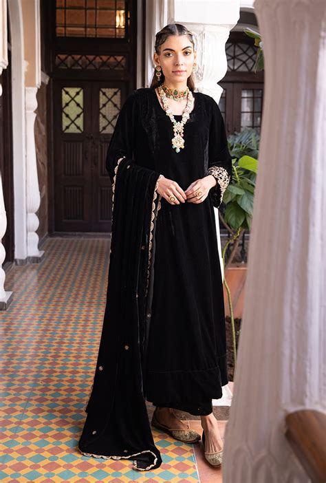 Black Heavy Cuff A-line Velvet Aarzoo Kurta Set – Misri By Meghna Nayyar