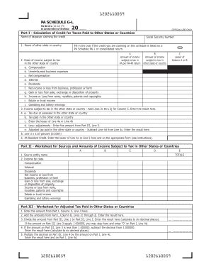 Pa Schedule G L - Fill Online, Printable, Fillable, Blank | pdfFiller