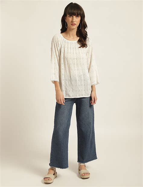 Buy Pure Viscose Embroidered Round Neck Top at Marks & Spencer