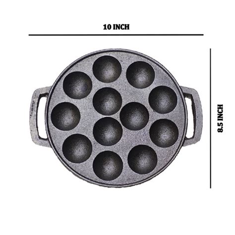 Paniyaram Pan Cast Iron - 12 Pit Round Induction Base. – Rosh Cookwares.