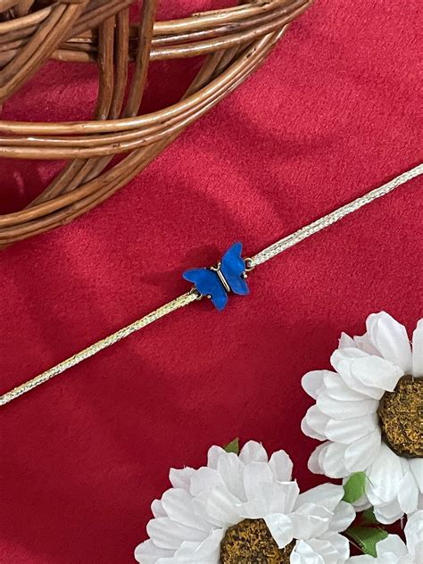 Mini Blue Butterfly Charm Rakhi Lumba – Digital Dress Room