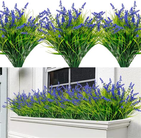 Amazon.com: AUMVEYI 12 Bundles Outdoor Artificial Plants Flowers UV ...