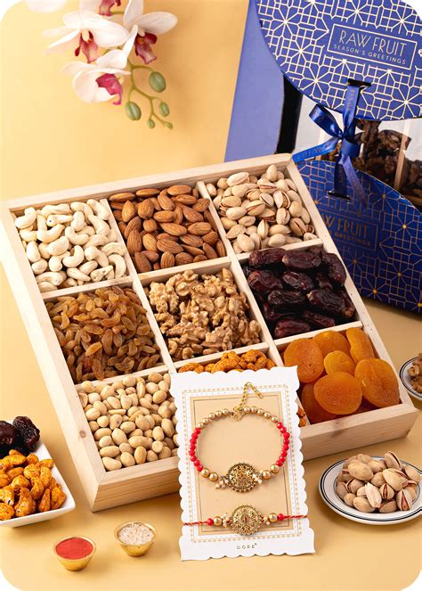 Rakhi Dry Fruits Gift Box Contains: Cashew 100g, Almonds 100g, Black ...