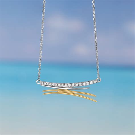 14KT Yellow-White Gold & Diamond Necklace - Stroke Of Elegance