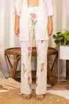 Buy White Cotton Embroidery Sweetheart Neck, Open Tulip Flora Print ...