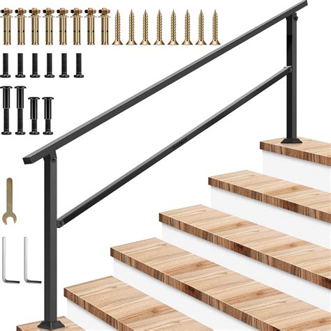 ZALNVEY Outdoor 5 Step Handrail, DIY 304 Stainless Steel Transitional ...