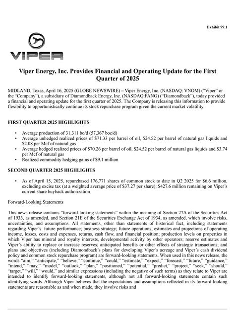 VNOM Q1 2025 Earnings Report on 5/5/2025
