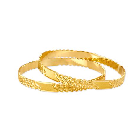 Marvelous Yellow Gold Decorated Bangles