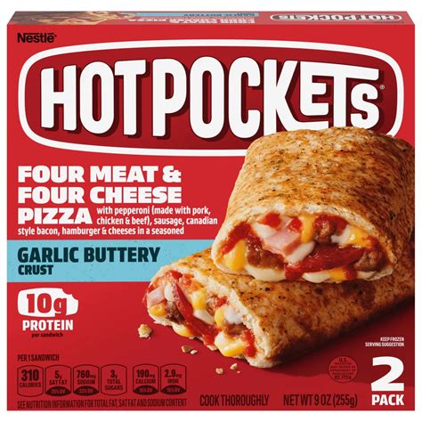 Hot Pockets High Protein Four Meat & Four Cheese Pizza Frozen ...