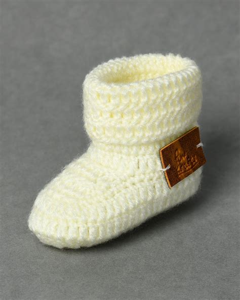 Off White Handmade Woollen Booties for Kids – FunKrafts Shop