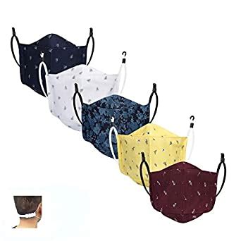 Cenwell 100% Cotton 3D Shape Face Mask, Reusable, Washable Printed Mask ...