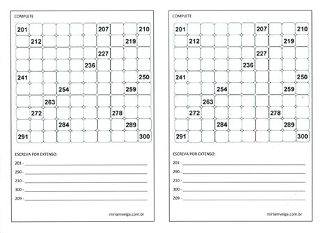 Numerais por extenso de 200 a 300 · Alfabetização Blog