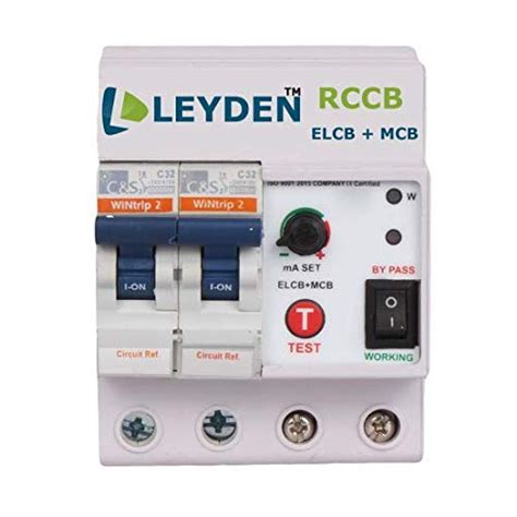 LEYDEN® Single Phase 2 Pole Modular ELCB, RCCB, ISI Marked 32A MCB with ...