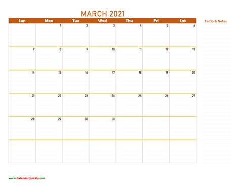 March 2021 Calendar | Calendar Quickly