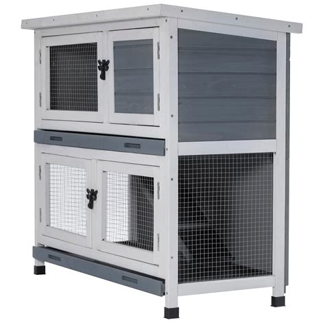 Buy 2 Story Solid Wood Rabbit/Bunny Hutch with 2 Large Main Rooms ...