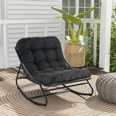 Grand patio Outdoor Rocking Chair with Cushion, Rocking Lounger ...
