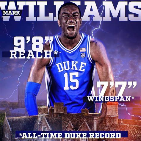 Rising Duke sophomore center Mark Williams sets program record for arm ...