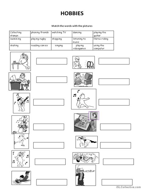 Hobbies Worksheet.pdf 的图像结果