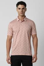 Buy Men Pink Print Polo Neck T-shirt Online - 39689079 | Van Heusen