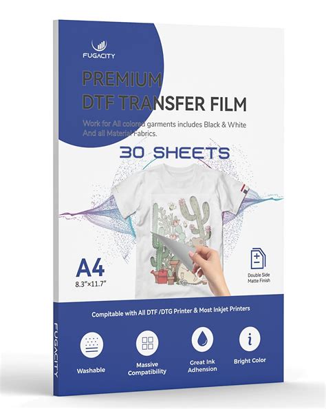 FugaCity DTF Transfer Film Paper - A4(8.4" x 11.7") 24 Sheets Double ...