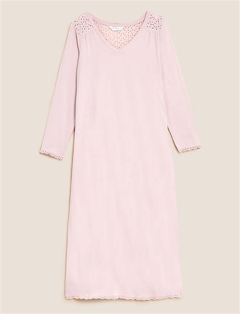 Buy Pure Cotton Broderie Long Nightdress at Marks & Spencer