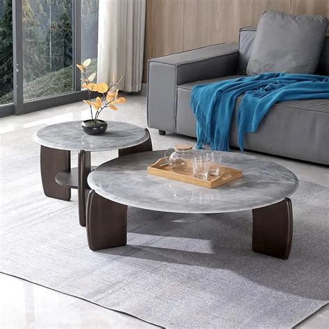 ESPINHO Round Coffee Table, Set of 2 Coffee Tables for Living Room, Ci