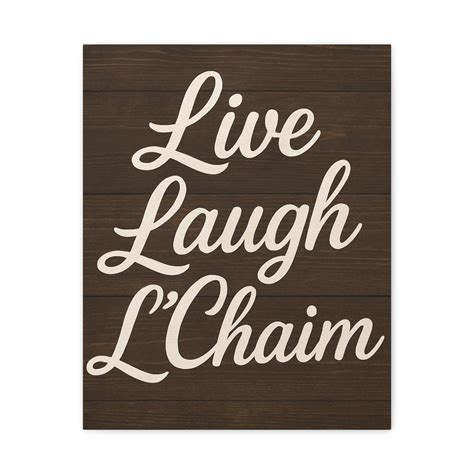 Live Laugh L’Chaim Canvas Wall Art – Rustic Jewish Home Decor – Mile ...