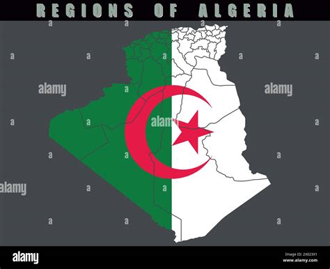 Map of the country of Algeria. Detailed vector map of Algeria by region. Map of Algeria with ...
