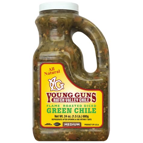 Young Guns Inc and Hatch Chile Factory Flame Roasted Medium Green Chile ...