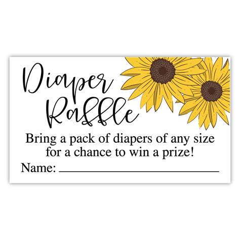 Buy 50 Sunflower Diaper Raffle Tickets - Baby Shower Game - Invitation ...
