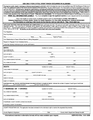 Alabama Vital Records Request Form - Blank Fillable Template | Fill Out ...