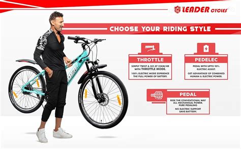 Leader E-Power L8 27.5T Unisex Electric Cycle with Front Suspension ...