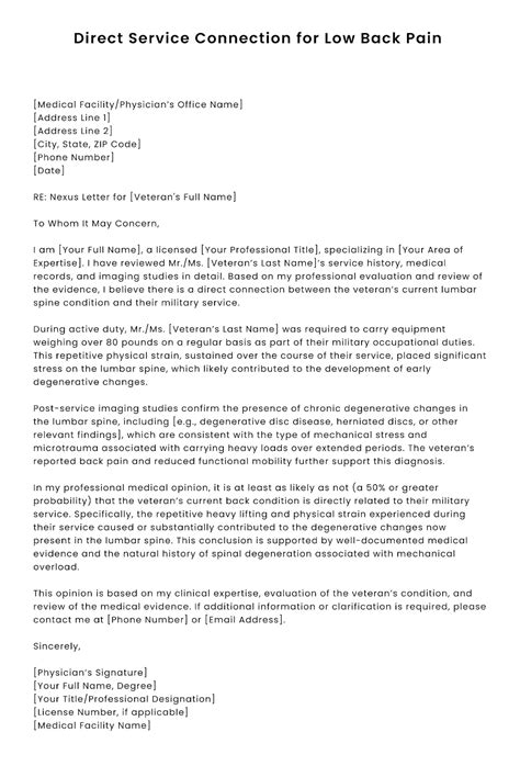 Nexus Letter for Low Back Pain VA Disability Claim (With Examples ...