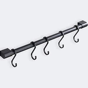 MIAOHUI Kitchen Rail with Hooks, Pan and Pot Hangers for Kitchen Wall ...