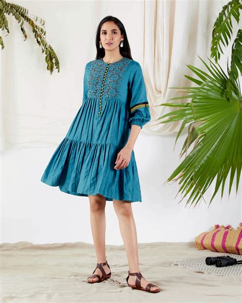 BRODERIE ANGLAISE TIERED DRESS – devyanimehrotra.com
