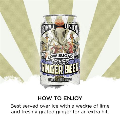 Brookvale Union Low Sugar Alcoholic Ginger Beer, Spicy & Smooth Finish ...