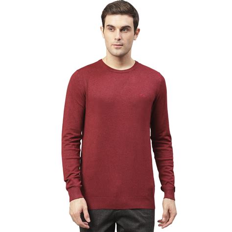 Shop Lindbergh Men Red Solid Round Neck Sweater Online – Iconic India