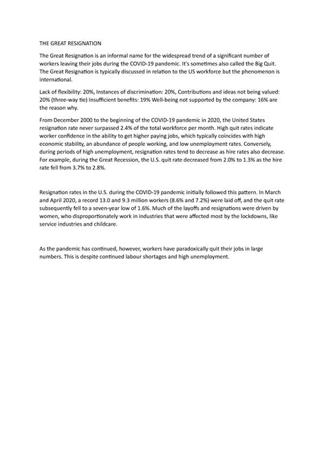 THE Great Resignation - yulli - Diploma in Hotel Management - CIMAMS ...