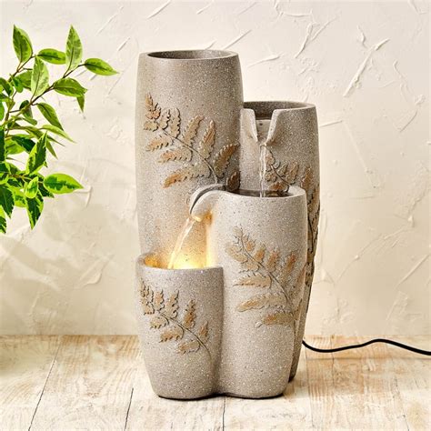 Buy Alpine Cascade Polyresin Leaf Water Fountain - 20x17x35cm from Home ...