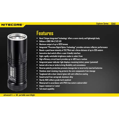 Nitecore EA41 Pioneer LED Flashlight (1020 Lumens) - Powerful AA Torch ...
